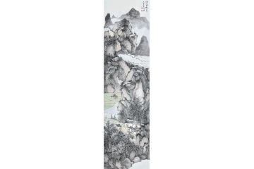 中美协中国画画家莫祝兴山水画精品《烟云晓色》