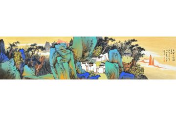 中美协中国画画家莫祝兴山水画精品《万壑千锁巗翠烟》（二）