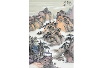 中美协中国画画家莫祝兴山水画精品《山中何所有岭上多白云》