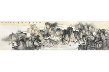 中美协中国画画家莫祝兴山水画精品《云开日出山河秀》