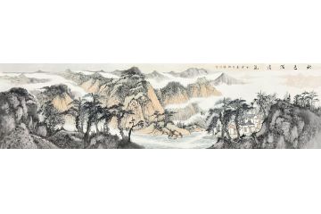 中美协中国画画家莫祝兴山水画精品《秋色满清气》