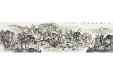 中美协中国画画家莫祝兴山水画精品《岭上清风拂春晓》