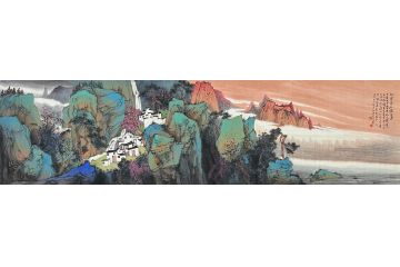 中美协中国画画家莫祝兴山水画精品《红叶青山锁白云》