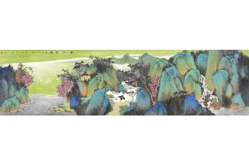 中美协中国画画家莫祝兴山水画精品《春山容颜》