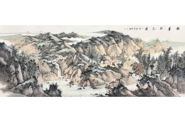 中美协中国画画家莫祝兴山水画精品《鹊华秋色图》