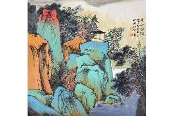 中美协中国画画家莫祝兴山水画精品《清和朗韵》