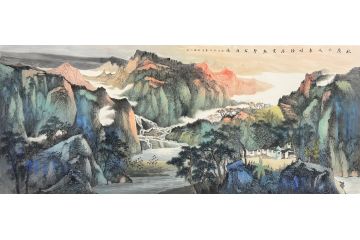 中美协中国画画家莫祝兴山水画精品《秋阴不减来时路-落叶无声禽自鸣》