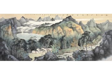 中美协中国画画家莫祝兴山水画精品《緑水青山就是金山银山》