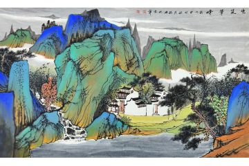 中美协中国画画家莫祝兴山水画精品《晓岚翠峰》