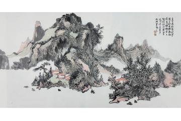 中美协中国画画家莫祝兴山水画精品《自古逢秋悲寂寥》