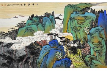 中美协中国画画家莫祝兴山水画精品《玉峰翠》