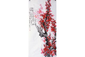 潜力画家邱冰冰国画红梅图《一树梅花一晓风》
