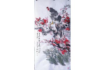 潜力画家邱冰冰国画梅花图《聊赠一枝春》