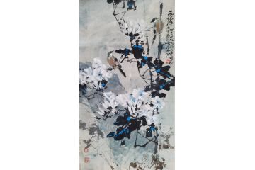 近现代名家水彩画家李剑晨作品《双喜临门》